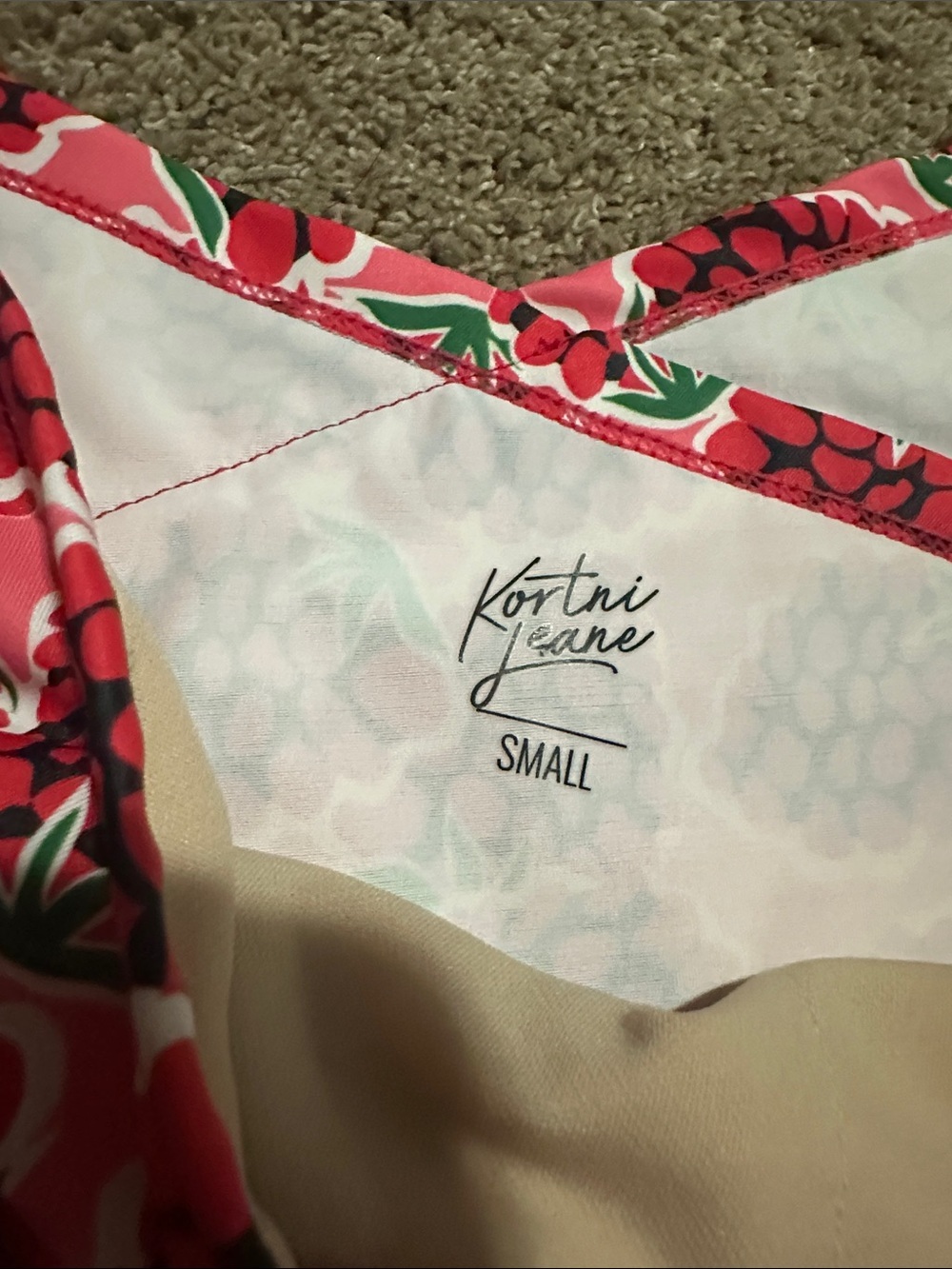 Pink Raspberry Print Off-Shoulder Swim Top - Picture 2 of 3